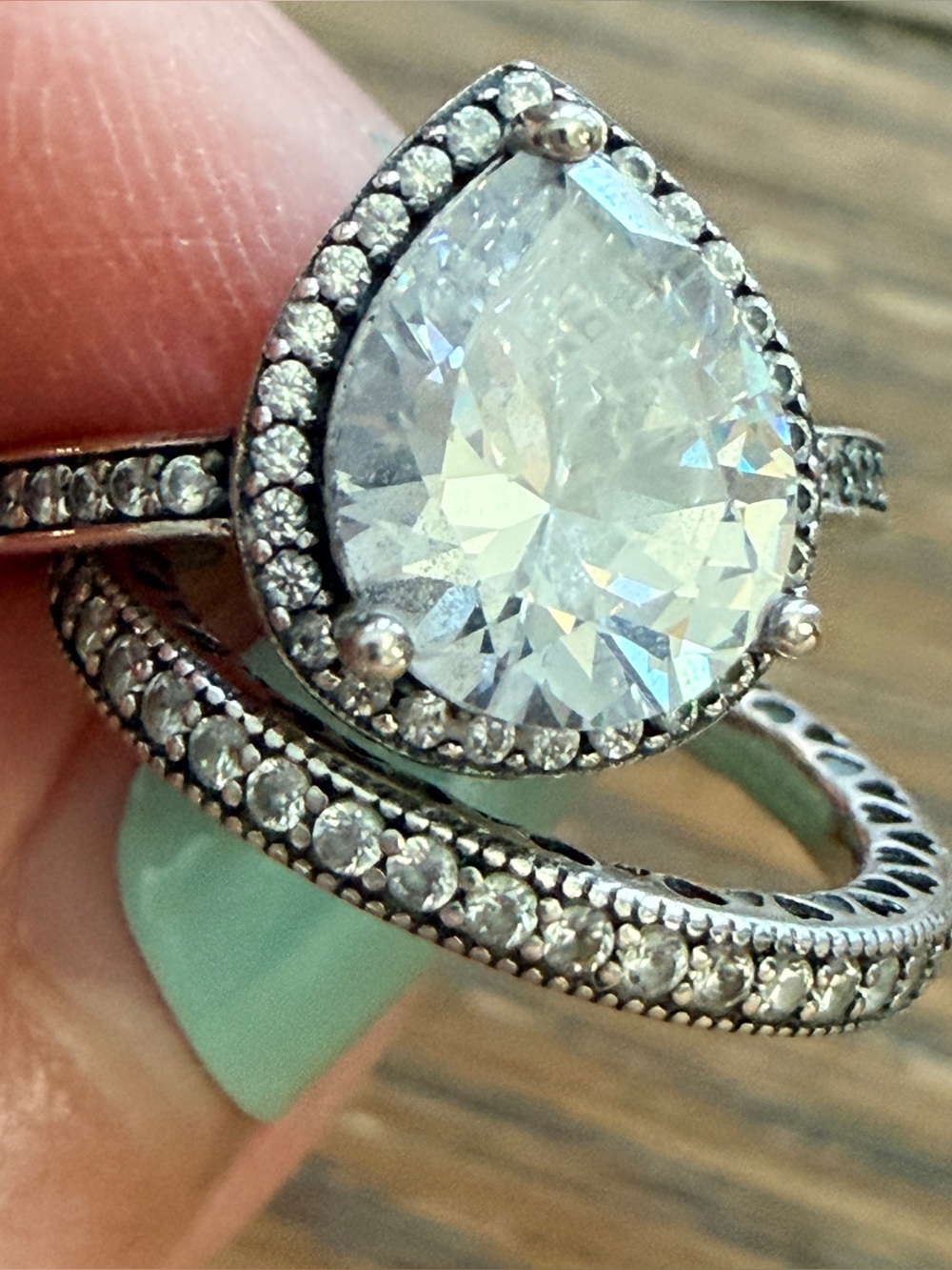 Pandora pear ring set sterling silver
